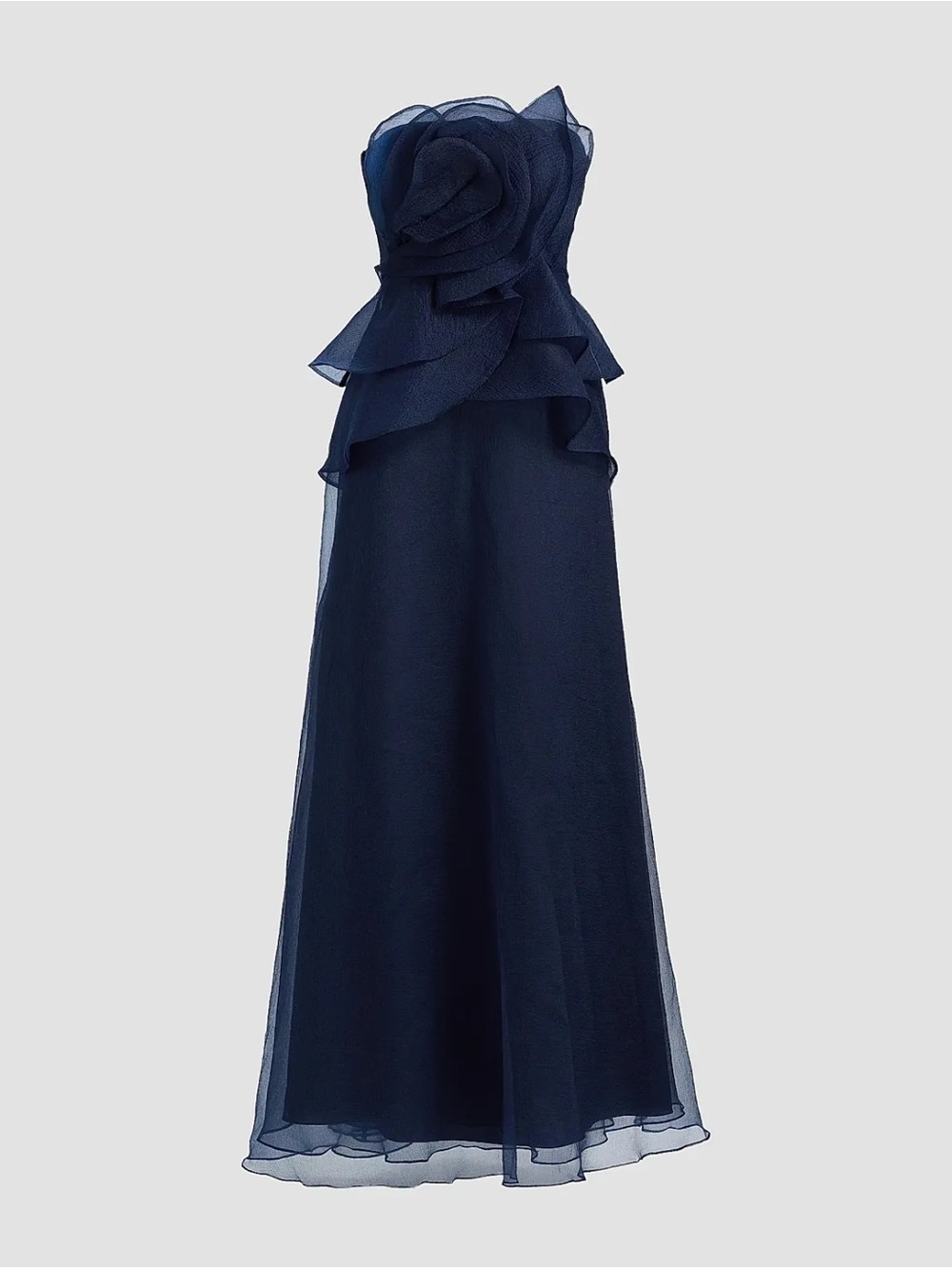 Theia Gilda Strapless Draped Rose Evening Gown Navy Size 2